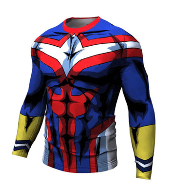 All Might My Hero Academia Long Sleeve Compression RashGuard