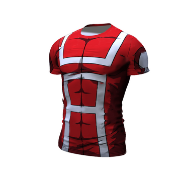 Rash Guard BJJ My Hero Academia Compression UA Uniform Red Premium Short Sleeve Rashguard