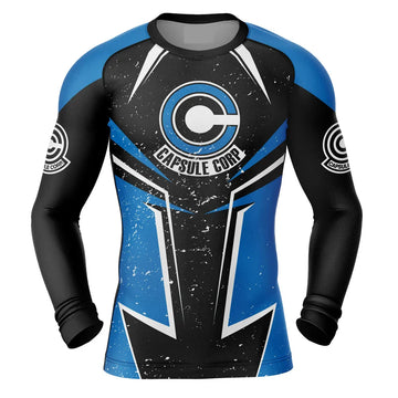 Dragon Ball Z Capsule Corp BJJ Rash Guard Long Sleeve Compression Rashguard