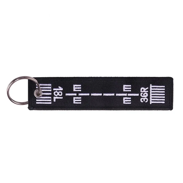 Aviation 'Runway 18L 36R' Embroidered Keyring Keychain
