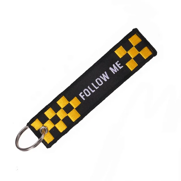 Rider Phrase 'Follow Me' Embroidered Keyring Keychain