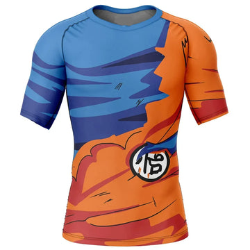 BJJ Rash Guard Dragon Ball Z Goku Battle Short Sleeve Rashguard Compression