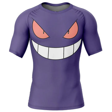 Pokemon Gengar Face Short Sleeve Compression Rashguard Pokemon Gengar Face Short Sleeve Compression Rashguard