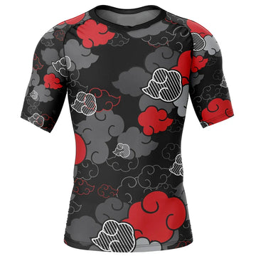 Naruto Akatsuki Monochrome BJJ Rash Guard Kids Short Sleeve Compression Rashguard
