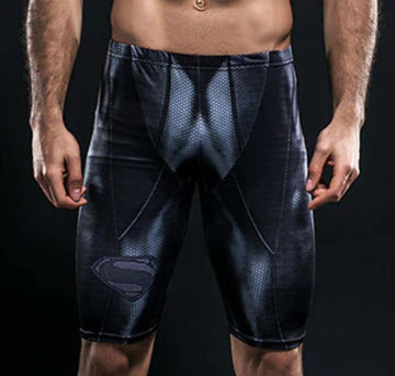 Black Superman Compression Grappling Spats Shorts