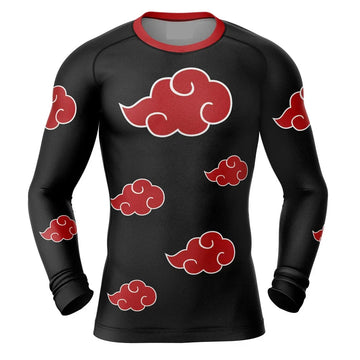 Naruto Akatsuki Cloud BJJ Rash Guard Kids Long Sleeve Compression Rashguard