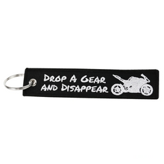 Rider Quotes 'Drop A Gear and Disappear' Embroidered Keyring Keychain