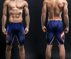 Men's Captain America Compression Leggings Shorts Grappling Spats