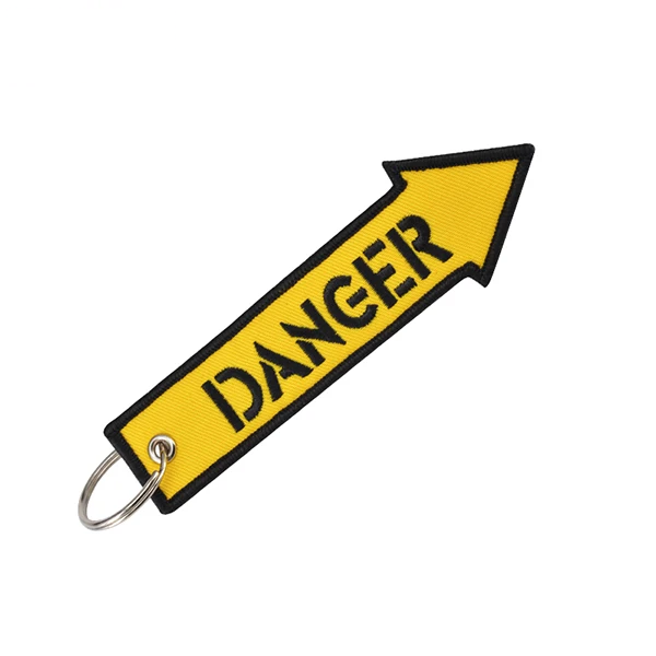 Aviation 'Danger' Embroidered Keyring Keychain