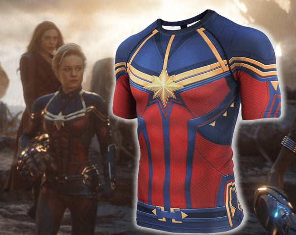 Women's Captain Marvel Compression 'End Game' Short Sleeve Rashguard
