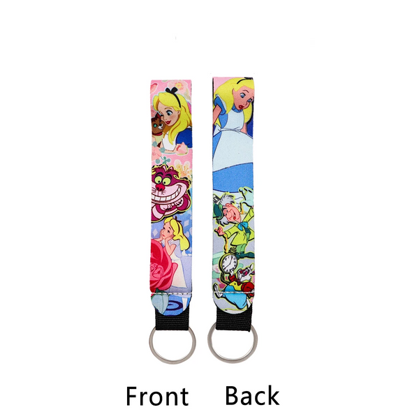 Alice in Wonderland 'Cheshire and Alice' Wrist Lanyard Keyring Clip Keychain