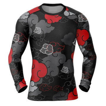 Naruto Akatsuki Monochrome BJJ Rash Guard Long Sleeve Compression Rashguard Naruto Akatsuki Monochrome