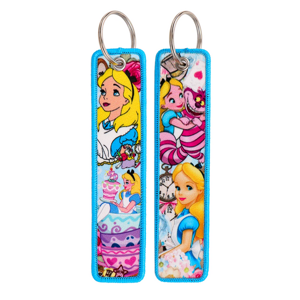 Alice in Wonderland ‘Chesire & Alice Tea Time’ Embroidered Keychain