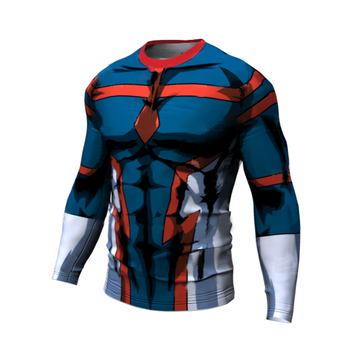My Hero Academia Compression Young Might Premium Long Sleeve Rash Guard BJJ Rashguard