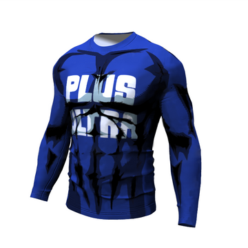 Plus Ultra Blue Premium Long Sleeve Rash Guard BJJ My Hero Academia Compression Rashguard