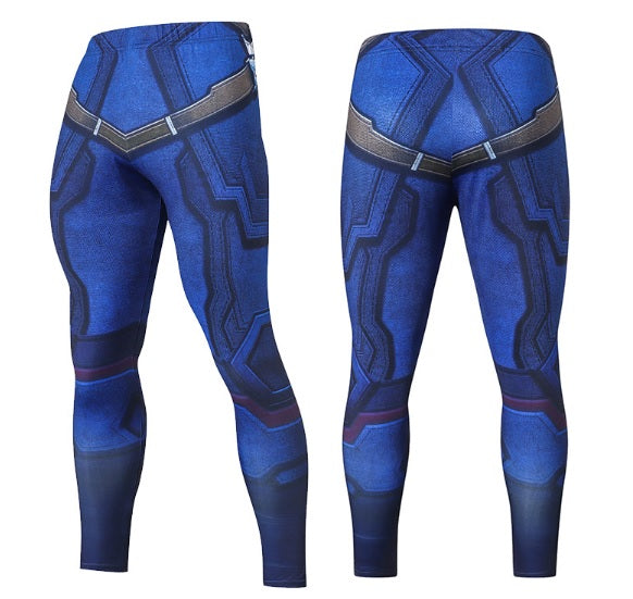 Men's Captain America Steve Rogers 'Blue' Compression Leggings Spats