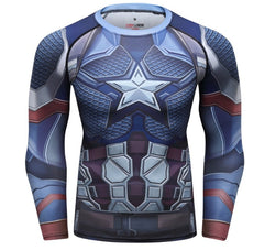 Captain America Steve Rogers 'End Game' Elite Long Sleeve Compression Rash Guard