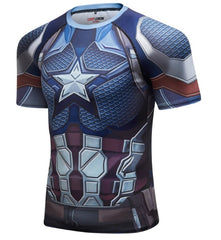 Captain America Steve Rogers 'End Game' Elite Short Sleeve Compression Rash Guard