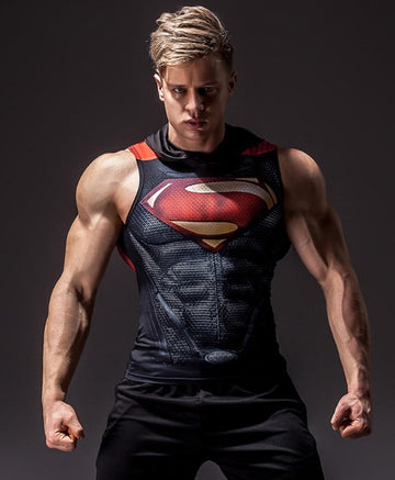Dark Superman Hooded Compression Tank Top