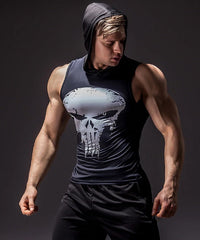 The Punisher Hooded Compression Tank Top
