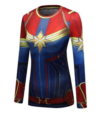Compression Elite Long Sleeve Rashguard Women's Captain Marvel Carol Danvers