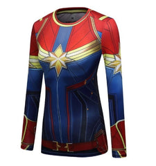 Women's Captain Marvel Carol Danvers Compression Elite Long Sleeve Rashguard