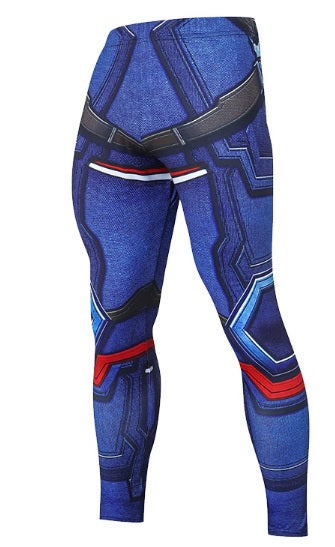 Red White And Blue Men's Captain America Steve Rogers Compression Leggings Spats