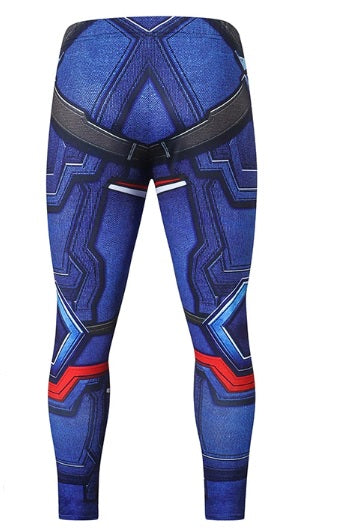 Men's Captain America Steve Rogers 'Red White and Blue' Compression Leggings Spats