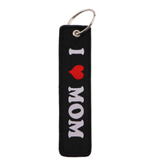 I Love 'Mom' Embroidered Keyring Keychain