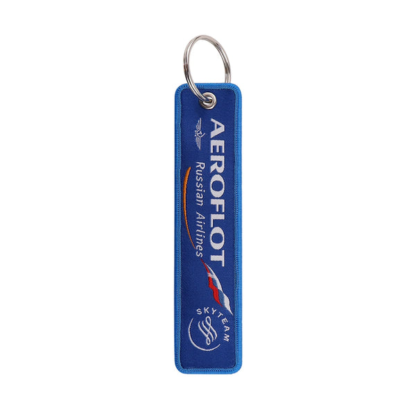 Airline  Tag 'Aeroflot Russian Airlines' Embroidered Keyring Keychain