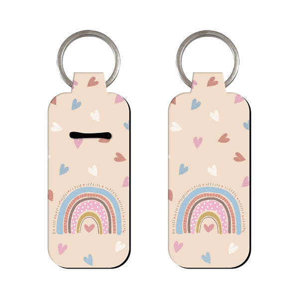 Peachy Heart Rainbow Lipstick Holder Keychain
