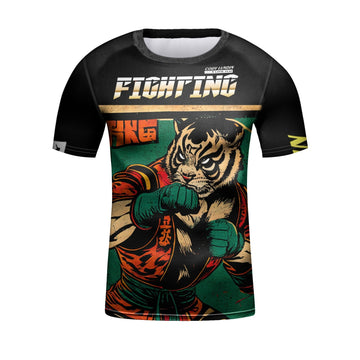 Tiger Kid's 'Fighting' Elite Short Sleeve Compression Rashguard