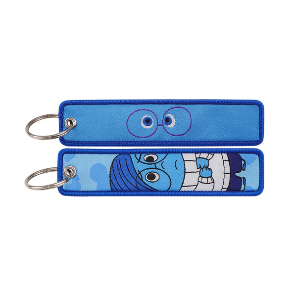 Inside Out Sadness Eyes Embroidered Keyring Keychain