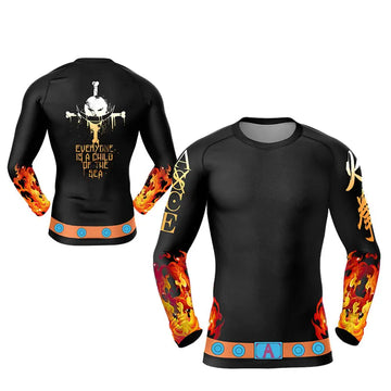 Portgas D Ace One Piece Long Sleeve Compression Rashguard