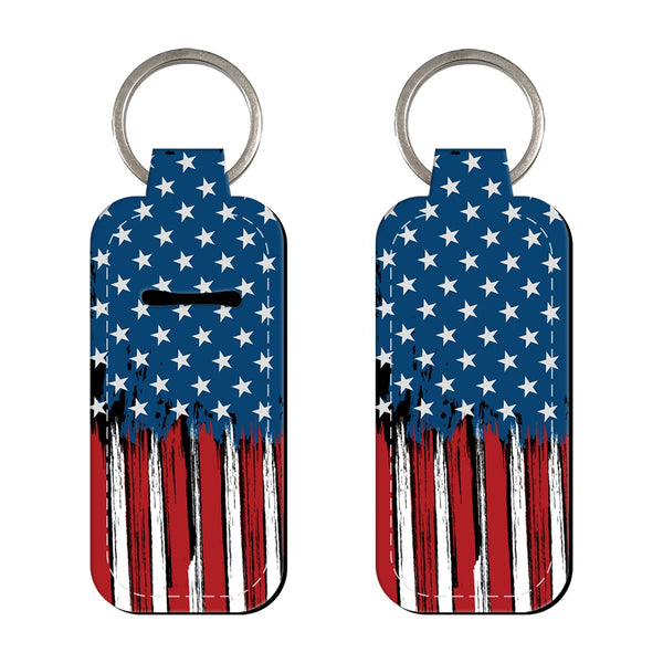 Vintage Flags of America Lipstick Holder Keychain