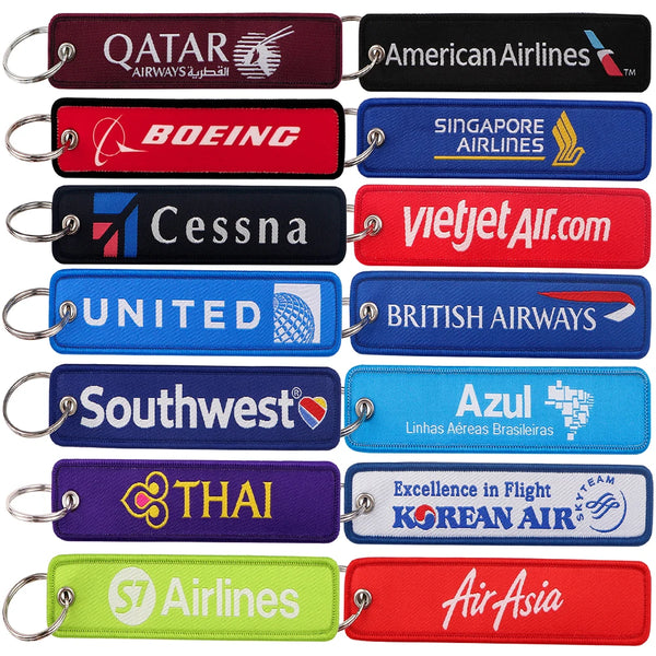 Airline Tag 'Delta Air Lines' Embroidered Keyring Keychain