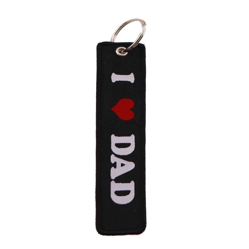 I Love 'Dad' Embroidered Keyring Keychain