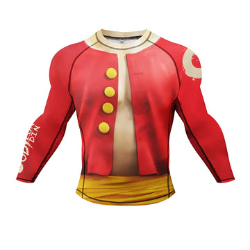 One Piece Luffy Pirate King Long Sleeve Compression Rashguard