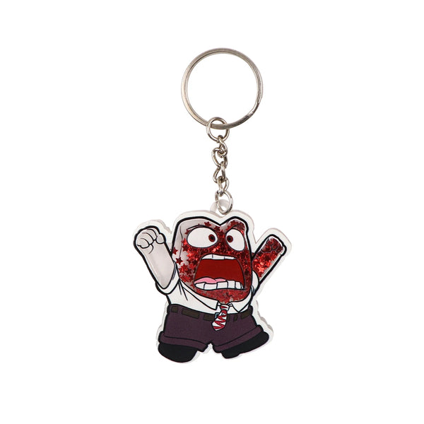 Inside Out Anger Glitter Star Acrylic Keyring Keychain