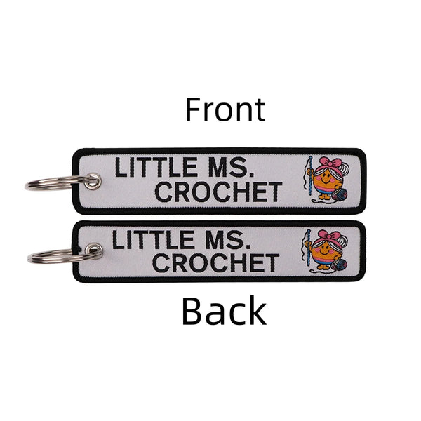 Little Miss Crochet Embroidered Keyring Keychain
