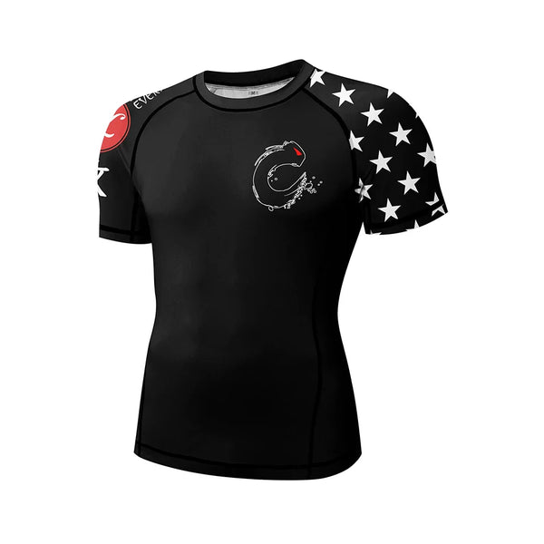American Flag 'Stars and Stripes | Thin Blue Line' Short Sleeve Compression Rashguard