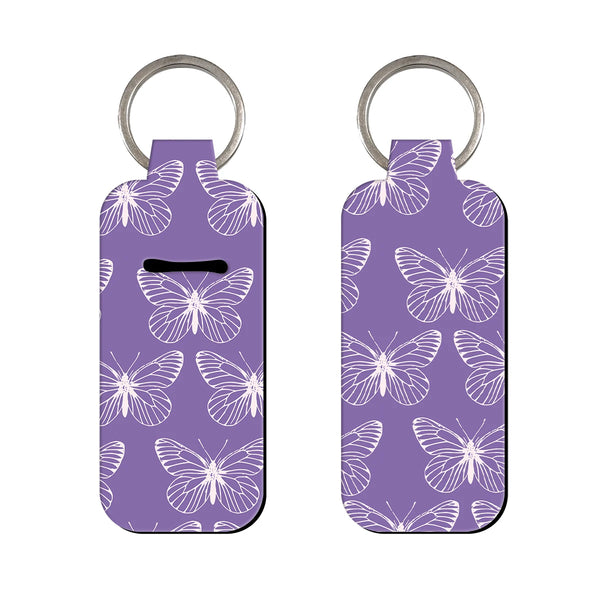 Beauty of Nature Purple Butterfly Lipstick Holder Keychain