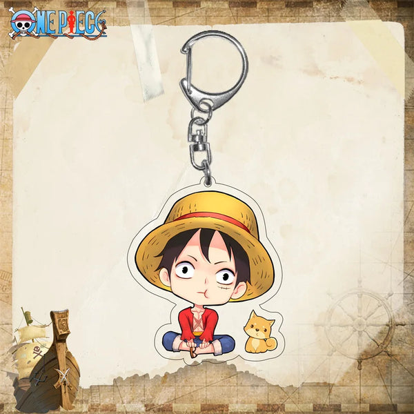 One Piece Luffy with Shiba Inu Chibi Acrylic Keyring Keychain