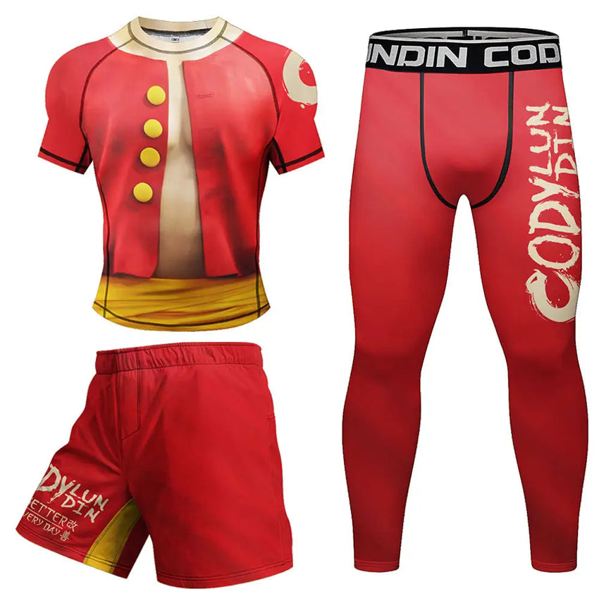 One Piece 'Luffy | Pirate King' Long Sleeve 3 Piece Compression Rashguard Set