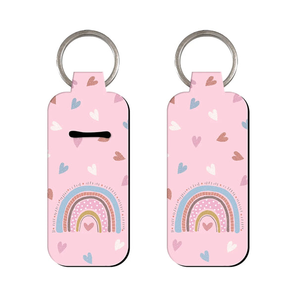 Pinky Heart Rainbow Lipstick Holder Keychain