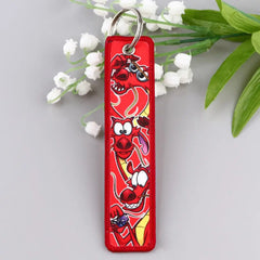 Mulan 'Naughty Mushu and Cri-Kee' Embroidered Keyring Keychain