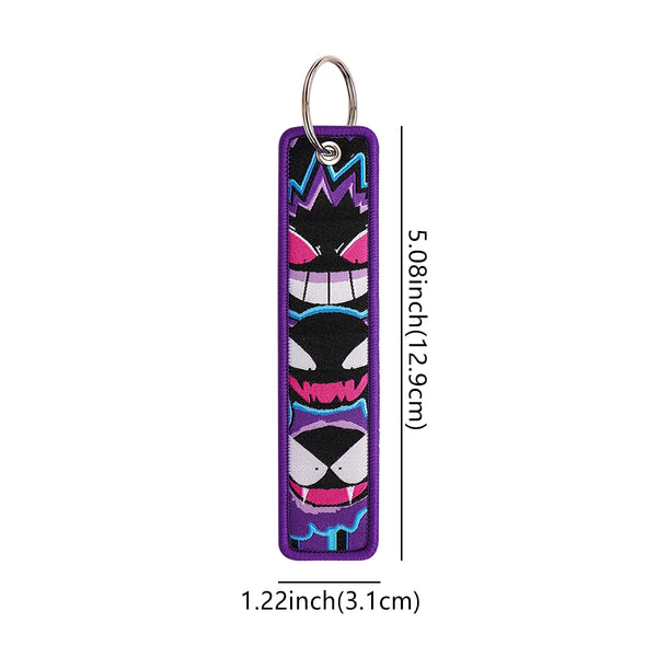 Pokemon Gengar Faces Embroidered Keyring Keychain