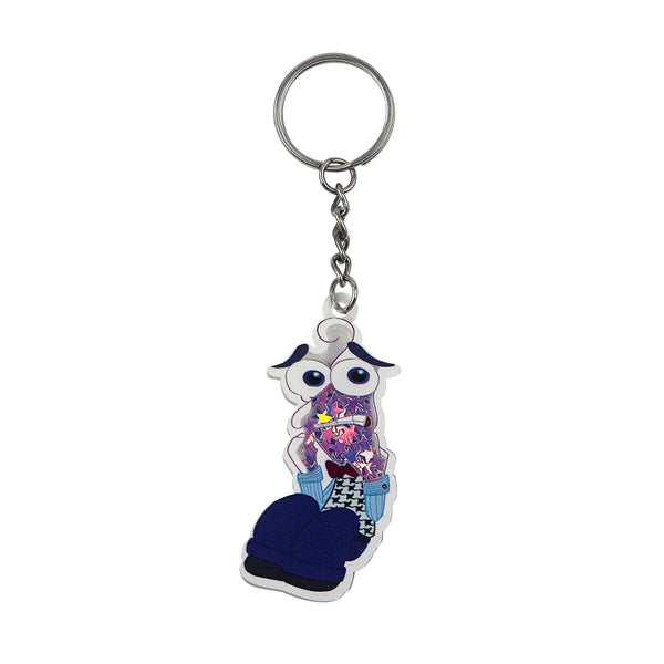 Inside Out Fear Glitter Star Acrylic Keyring Keychain