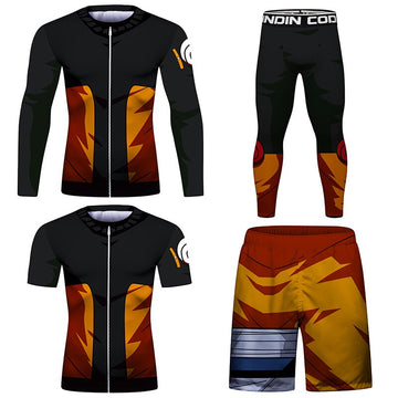 Four Naruto Elite Piece Compression Rash Guard Fight Set