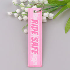 Ride Safe Embroidered Keyring Keychain